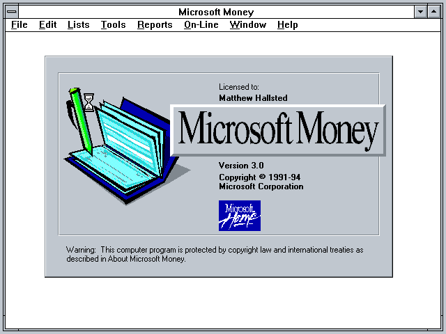 Microsoft Money 3.0 - Splash